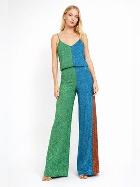 Rose Carmine Knit Stretch Transformer Colorblock Metallic Camisole Size1 US S